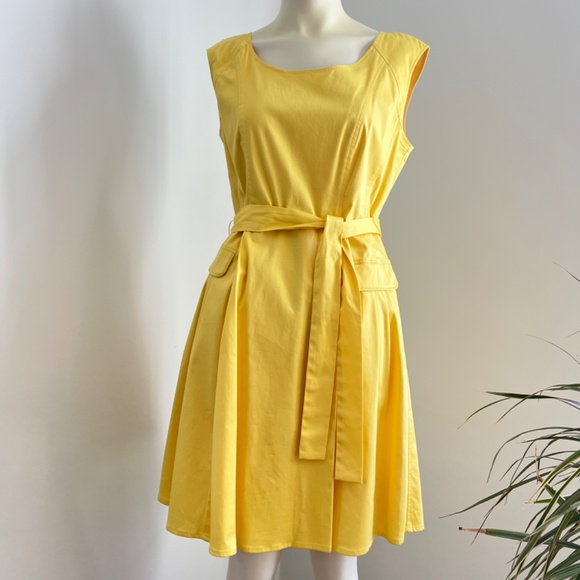 Calvin Klein Yellow Dress with Front Tie - Picture 1 of 16